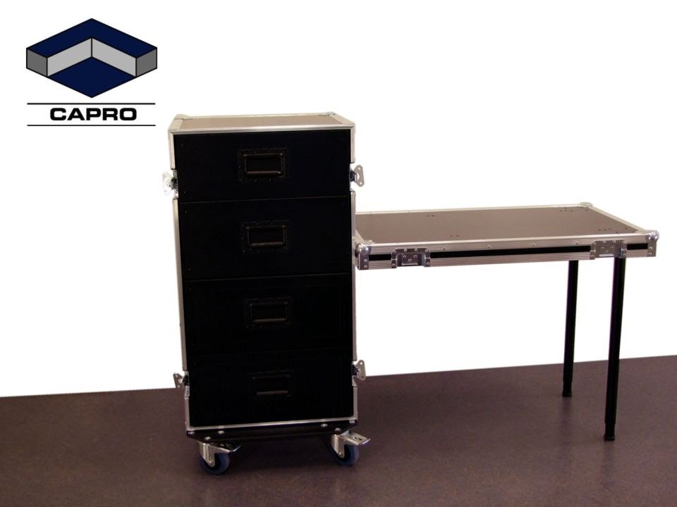 Capro Flight Case Produs-02, 4 drawers, front lid table