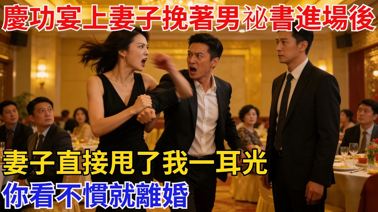 慶功宴上，妻子挽著男祕書進場後，我剛想說話，妻子直接甩了我一耳光：「你看不慣就離婚！」我反手回了她一耳光說：「離就離！」【酒館情事會】#男頻小說#都市#故事#小說#爽文