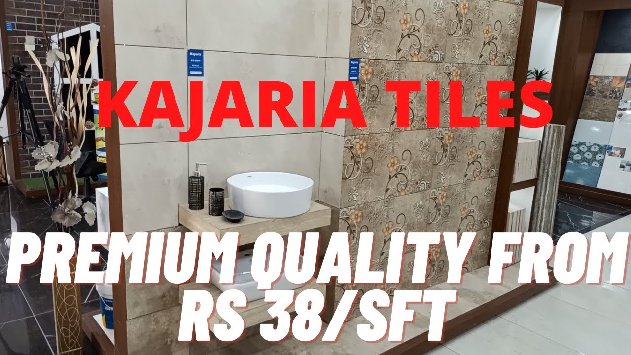 Kajaria tiles. For elevation, bathrooms, floors, walls. Pricing starts at Rs 38/sft.