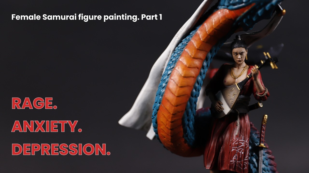 Samurai Miniature Painting Tutorial. STL Woman Warrior Figure Painting. Part 1