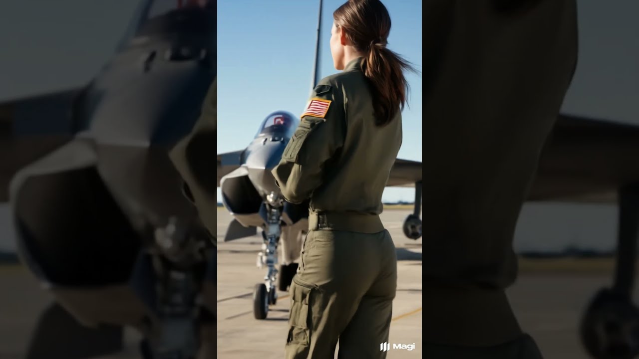 American Female Soldier with Fighter Jet – Strength, Honor, and National Duty