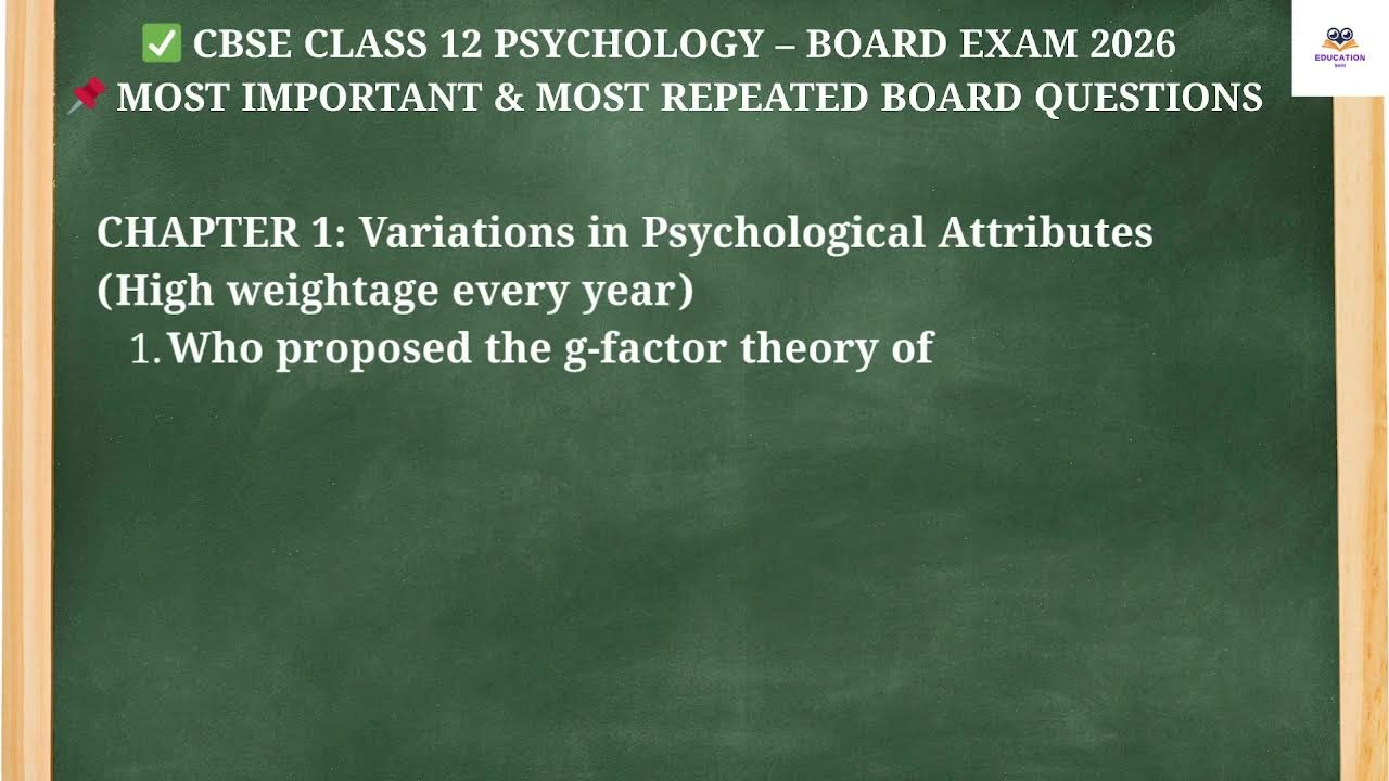 CBSE CLASS 12 PSYCHOLOGY – BOARD EXAM 2026 🔥 HOT QUESTIONS #12thboard #psychology #cbse2026 #live