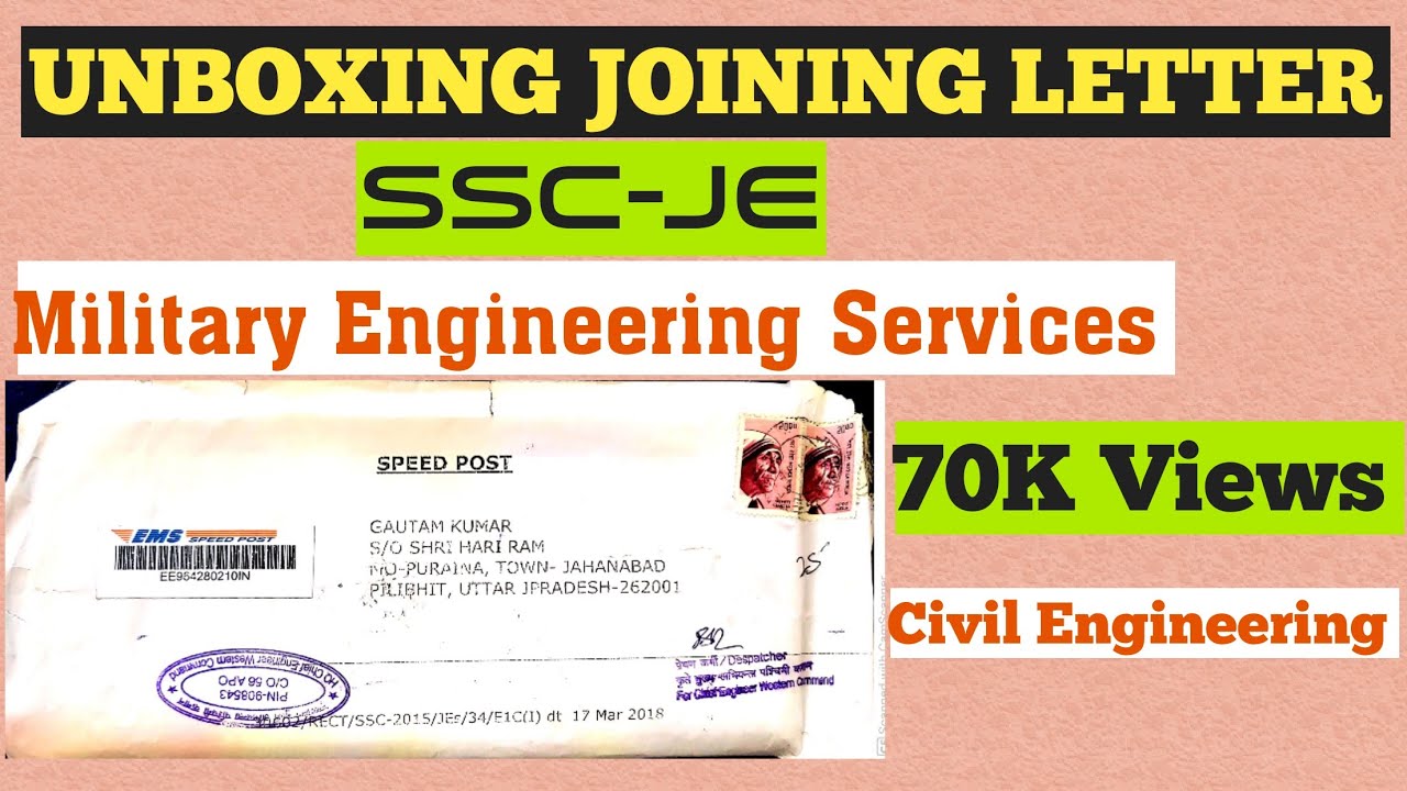 Unboxing Joining Letter SSC JE MES | MES junior Engineer Joining Letter unboxing | Civil Engineering