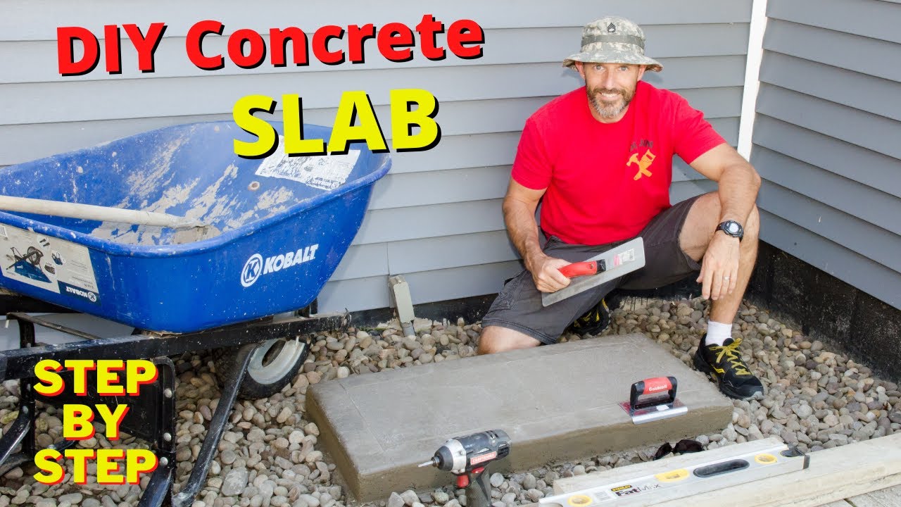 How to pour a concrete slab for outside AC, garbage can, burner barrel, deck stair landing