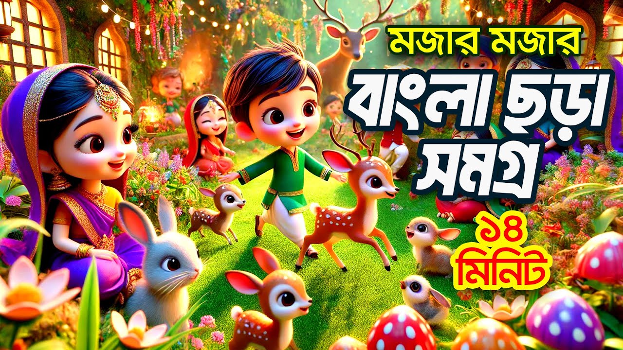 আয় আয় চাঁদ মামা | বাংলা ছড়া সমগ্র I 3D Bangla Rhymes I Hutum School Rhymes - বাংলা ছড়া