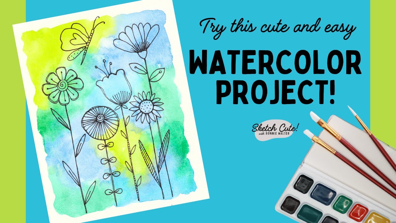 Easy and Fun Follow-along Watercolor Painting--Cute Flower Card