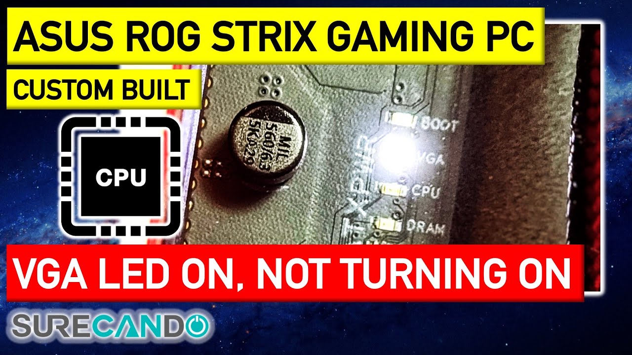 ASUS ROG STRIX B550-F Gaming. Error LED VGA On. Black screen, no POST. Not booting. Repair