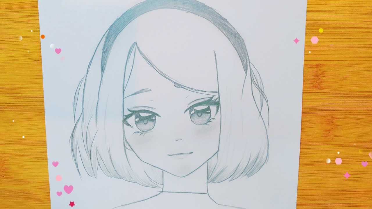 رسم انمي | رسم انمي بنت كيوت سهل بالرصاص خطوة بخطوة للمبتدئين | رسم بنات كيوت سهل جدا| رسومات انمي