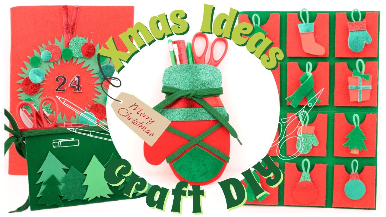 4 DIY Christmas School Supplies 🎄 | Mitten Pencil Case, Decorated Notebooks & Tree Pouch