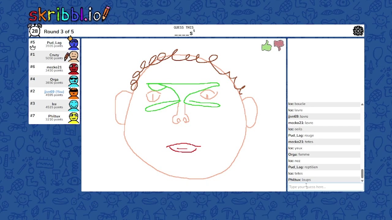 Skribble.io [7]: Je suis Picasso en faite. Sauf qu'a la place des cube je dessine en morceaux.