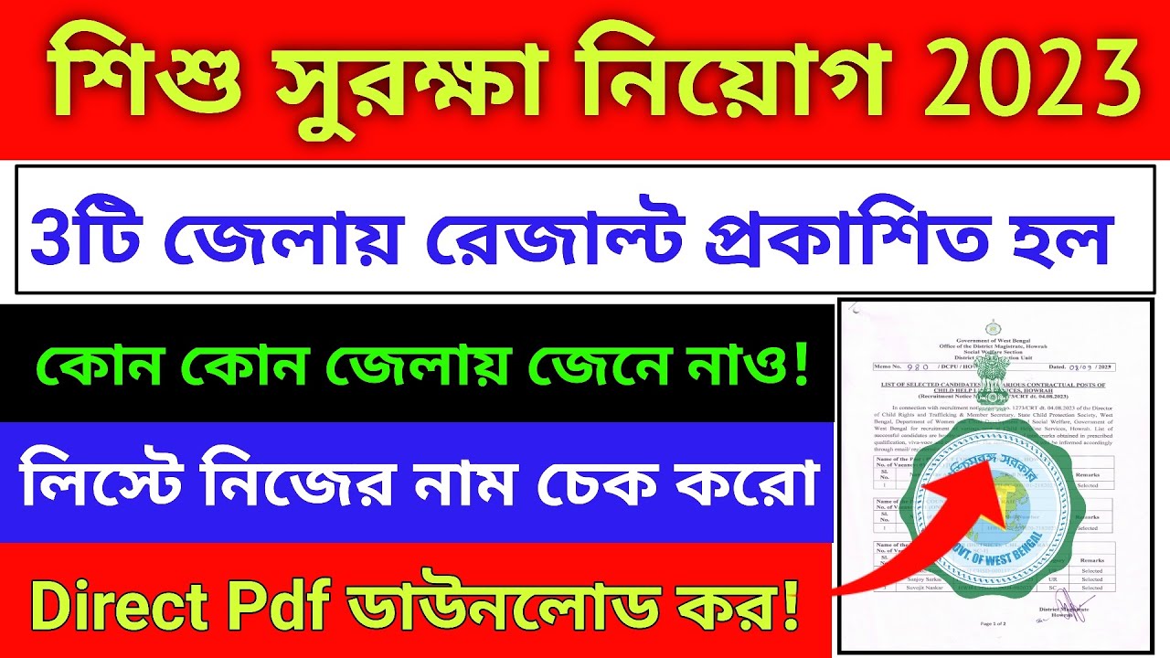 WB Woman And Child Welfare Recruitment 2023 Results|Child Protection Department Interview Questions