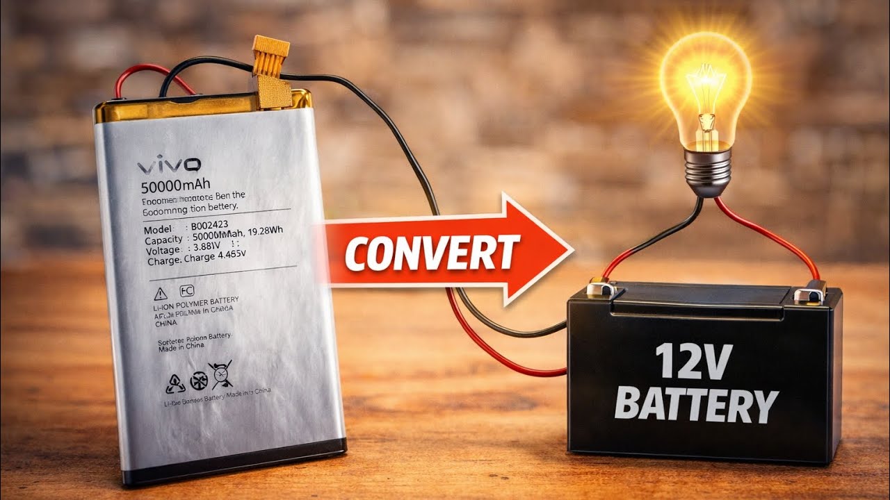 How to make 12 volt battery from mobile battery