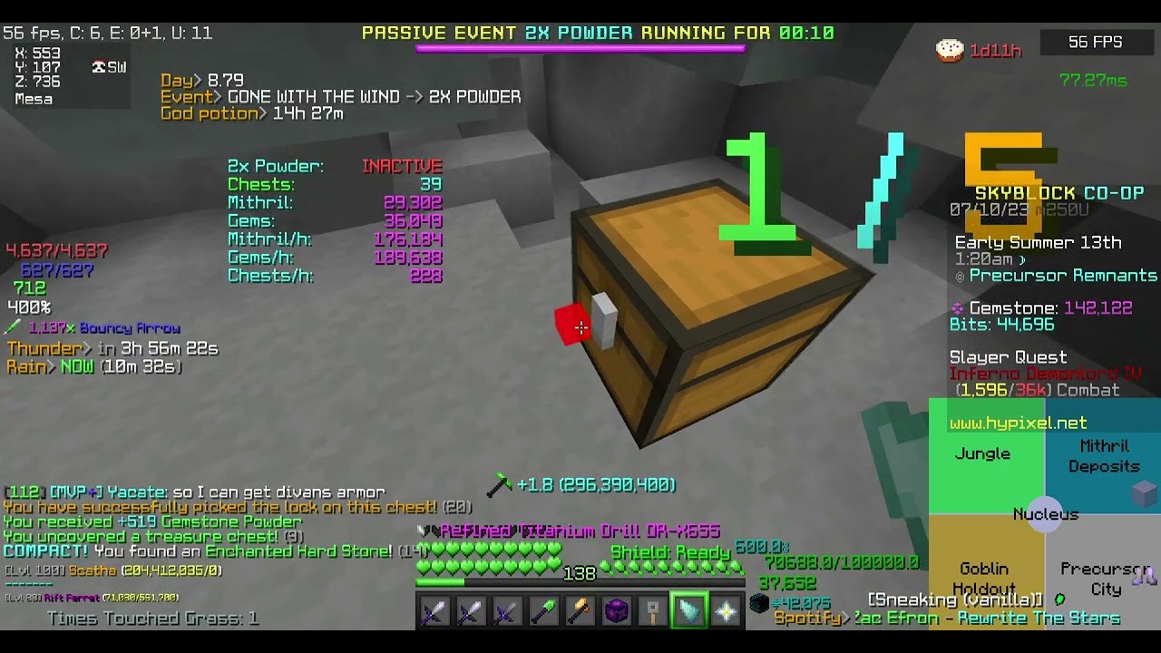 max skyblock xp from heart of the mountain
