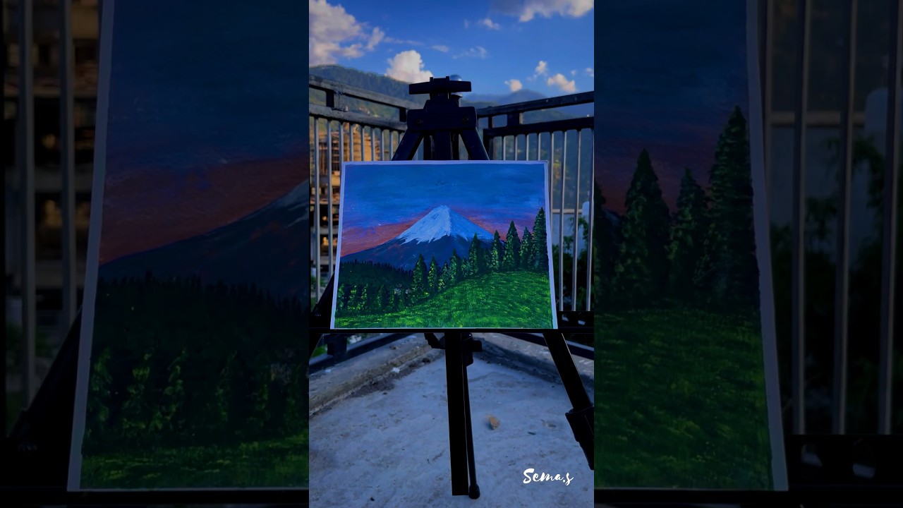Mountain Painting | #AcrylicPainting | #Shorts | #ShortsFeed | #Mountains | #Art | Aesthete Sema