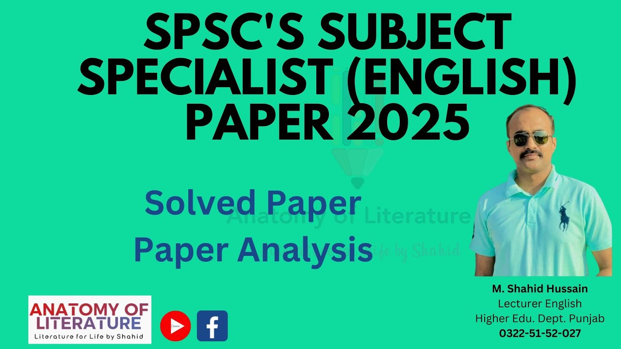 Subject Specialist Paper English 2025 I Merit I Interview Preps I SPSC