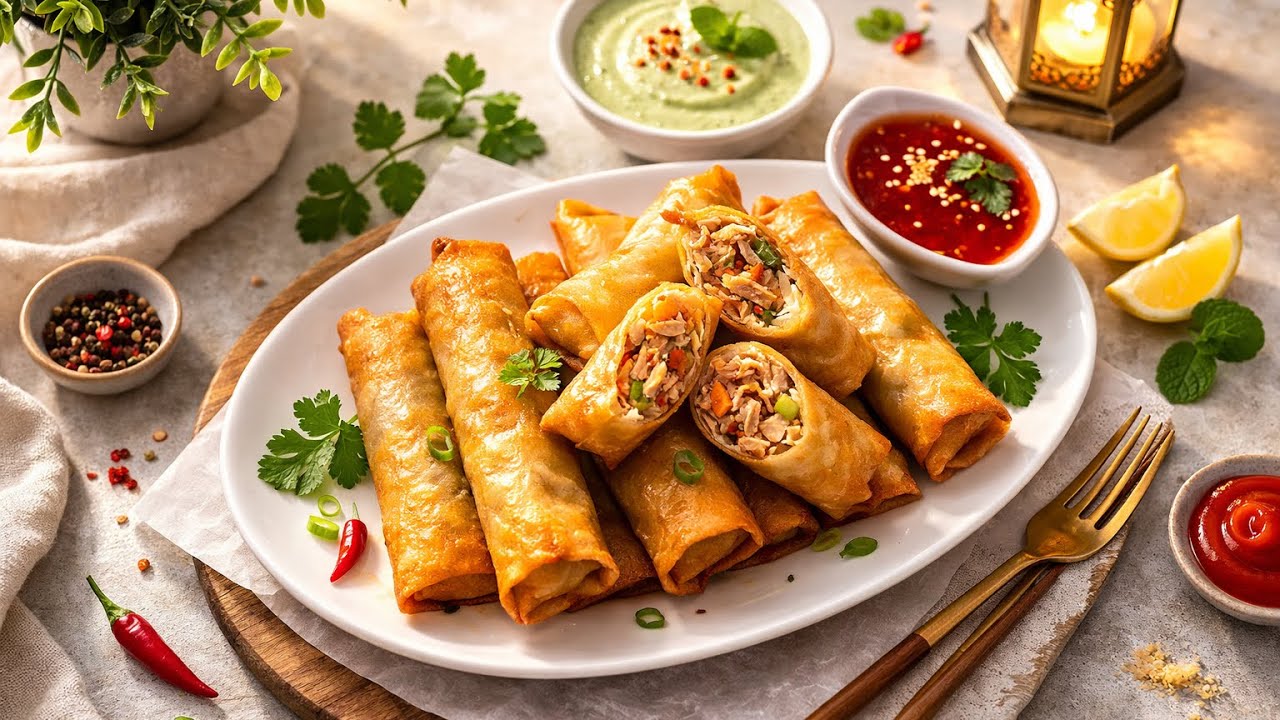 Crispy Chicken Spring Rolls Recipe | Easy Homemade Iftar Snack