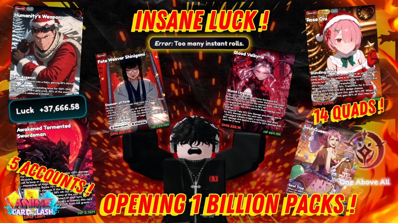 I POPPED OVER 1 BILLION PACKS WITH MAX LUCK!? In Anime Card Clash!