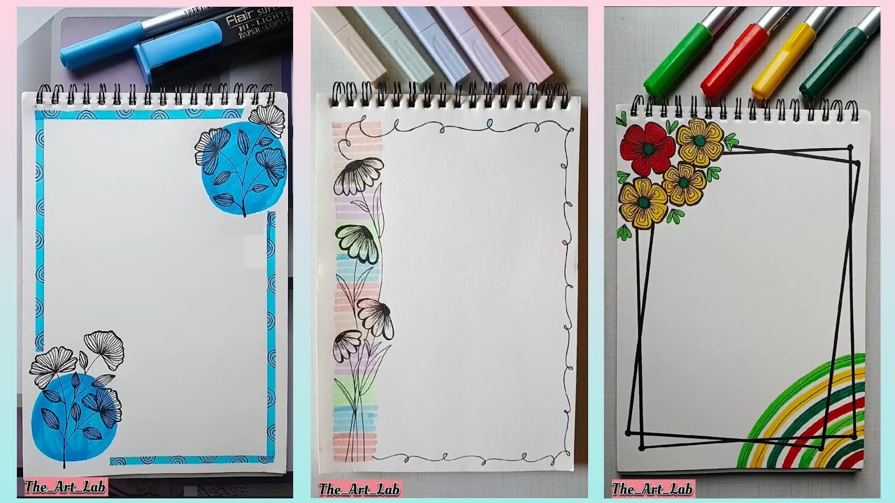 Beautiful 😍 front page border designs 🌸/border ideas #aestheic #easy #youtube #foryou #drawing #art 