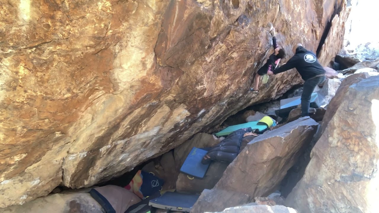 Lethal Design (V12) UNCUT, Red Rock (Short Climber Beta)