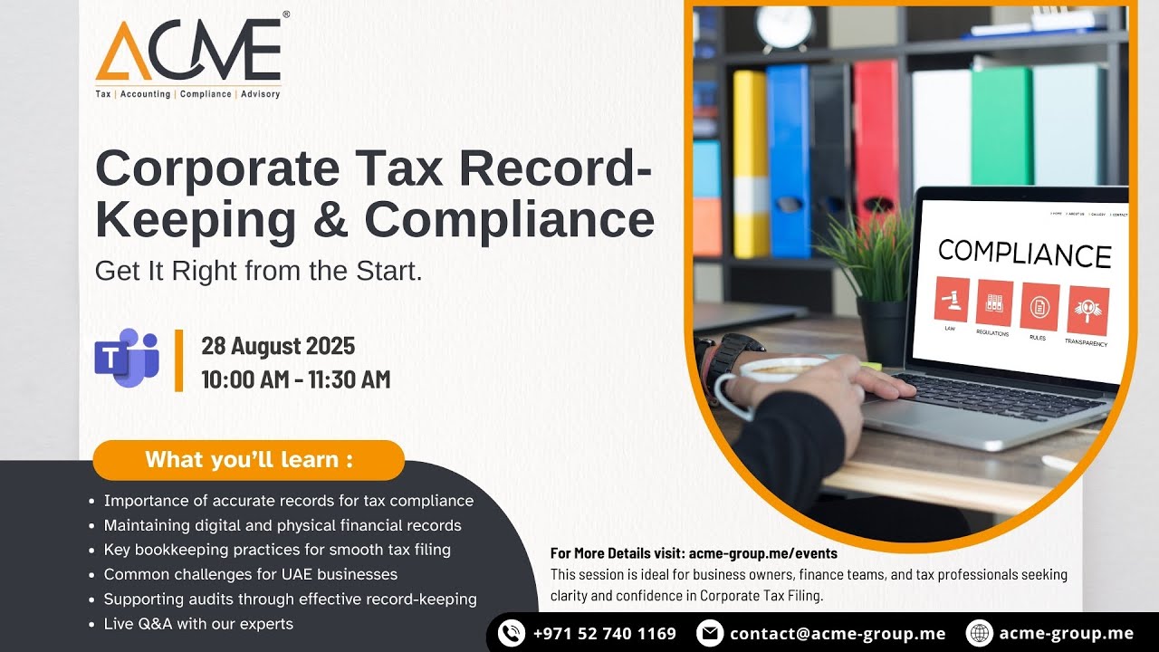 Corporate Tax Record Keeping & Compliance | UAE Businesses | ACME Group