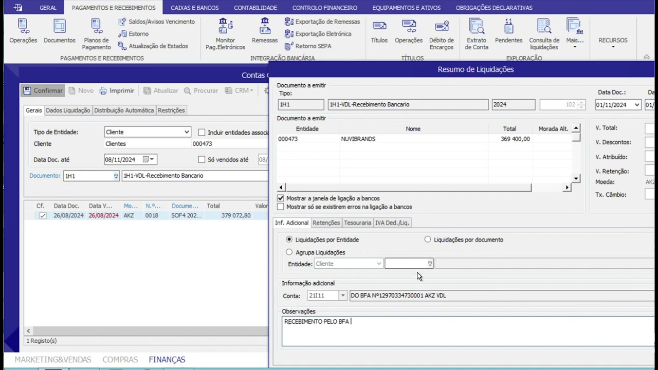 Emitir recibo no Primavera Conta Correntes