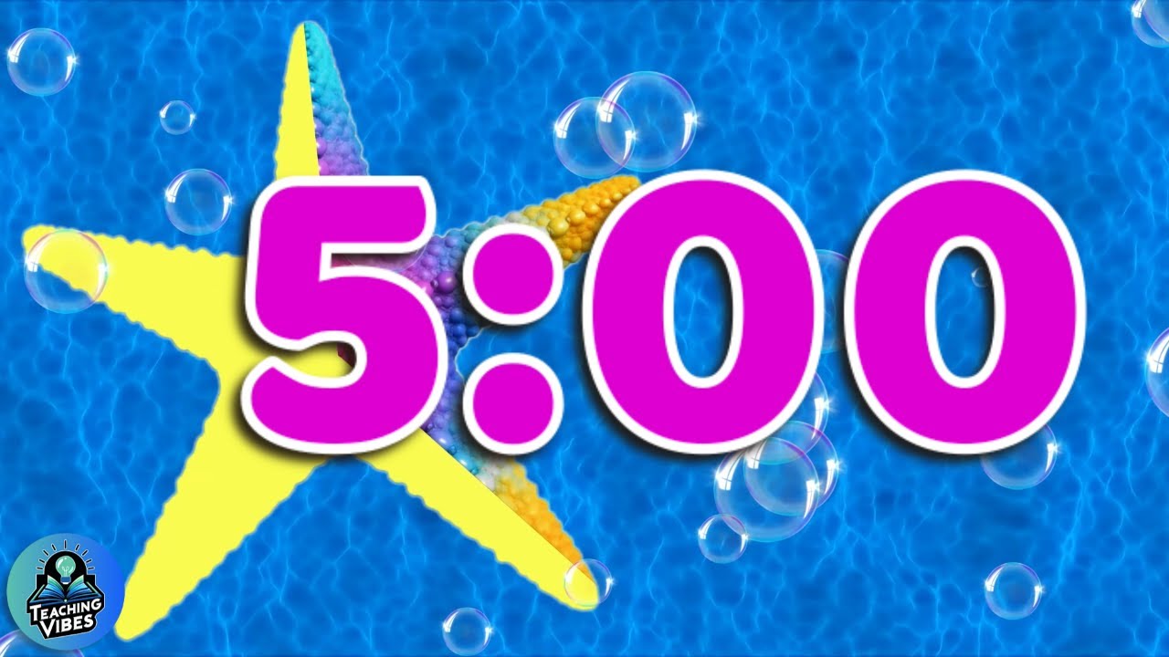5 Minute Summer Classroom Timer with ⭐🐠 Chill Music & Starfish Vibes