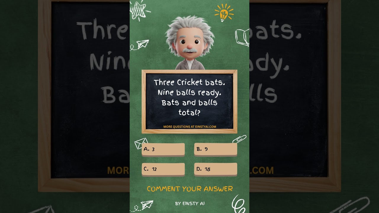 3 Cricket bats and 9 balls #learningathome #cricket #mathstoryproblems #shorts