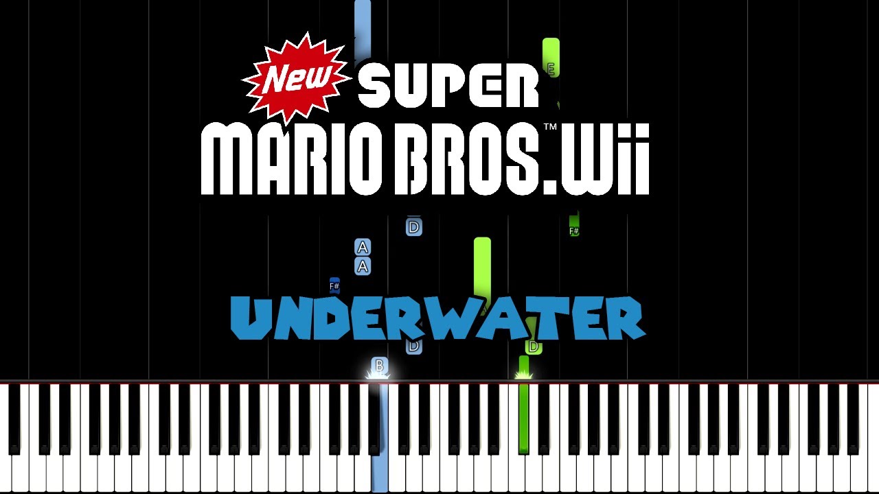Underwater Theme - New Super Mario Bros. Wii (Piano Tutorial) [Synthesia]