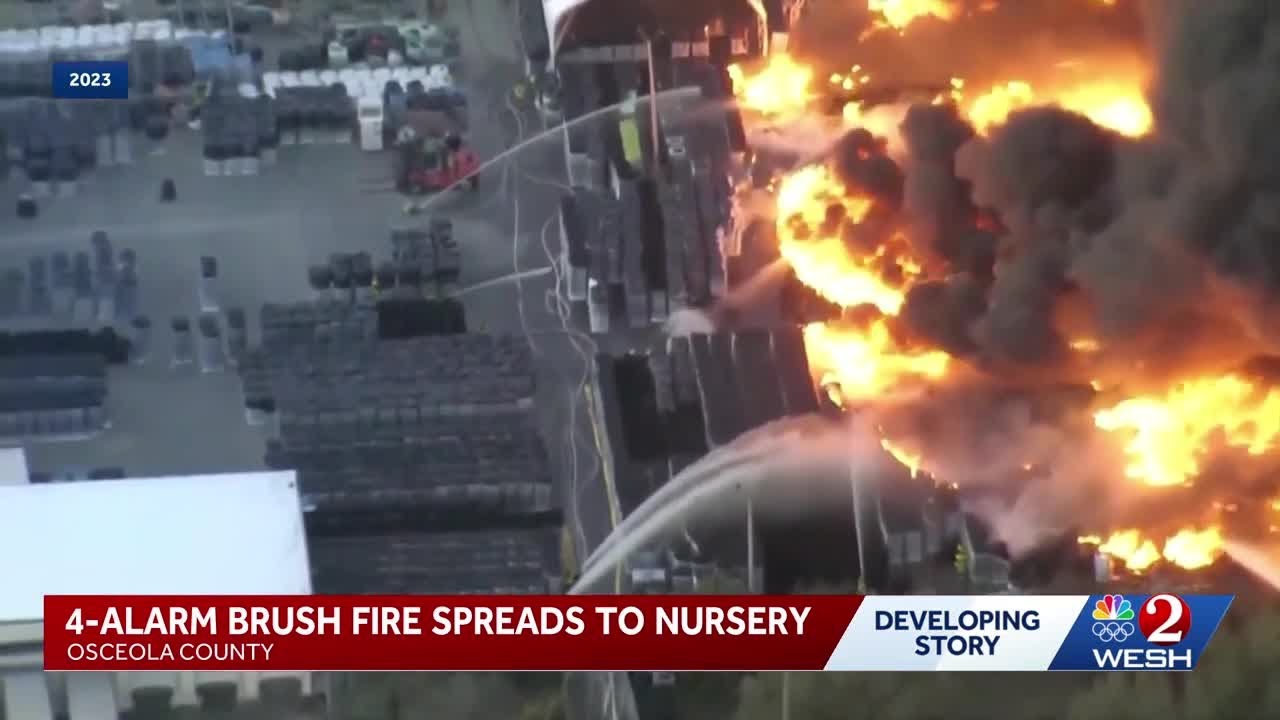 4-alarm brush fire spreads to nursery in Osceola County