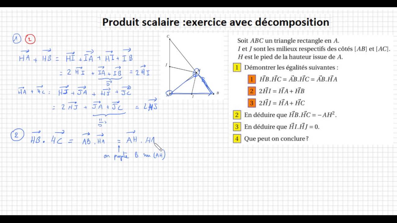1S- le produit scalaire - exercice avec décomposition
