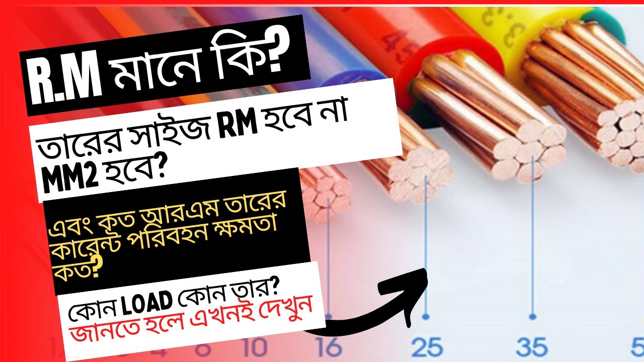 R.M মানে কি ? তারের সাইজ RM হবে না sq mm হবে এবং কত আরএম তারের কারেন্ট পরিবহন ক্ষমতা কত?