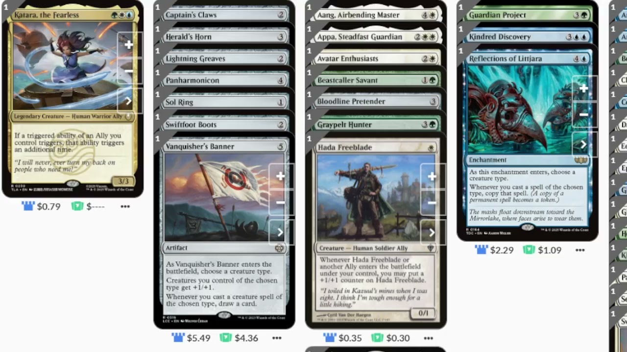Профиль колоды командира «Катара Бесстрашная» для MTG «Аватар: Последний маг воздуха»