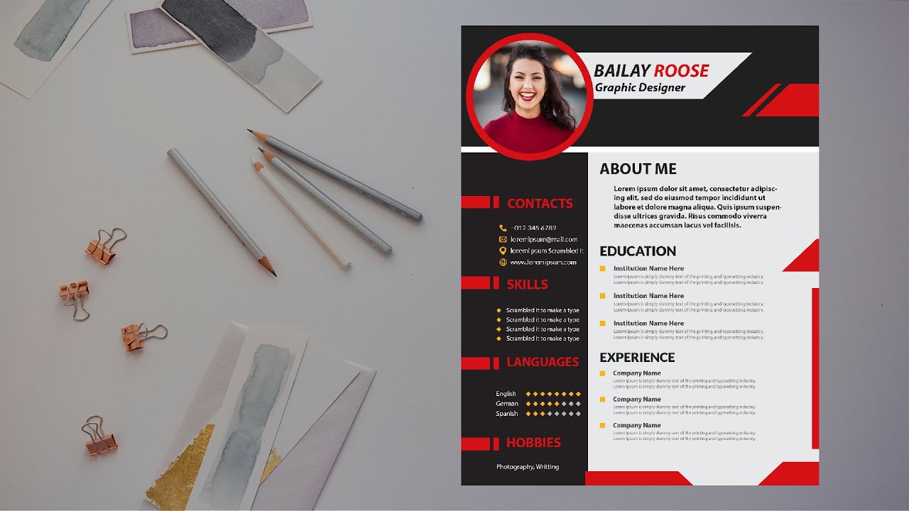 How to create a Professional CV Design In Adobe Photoshop Cc - New Tutorial 10/3/2022