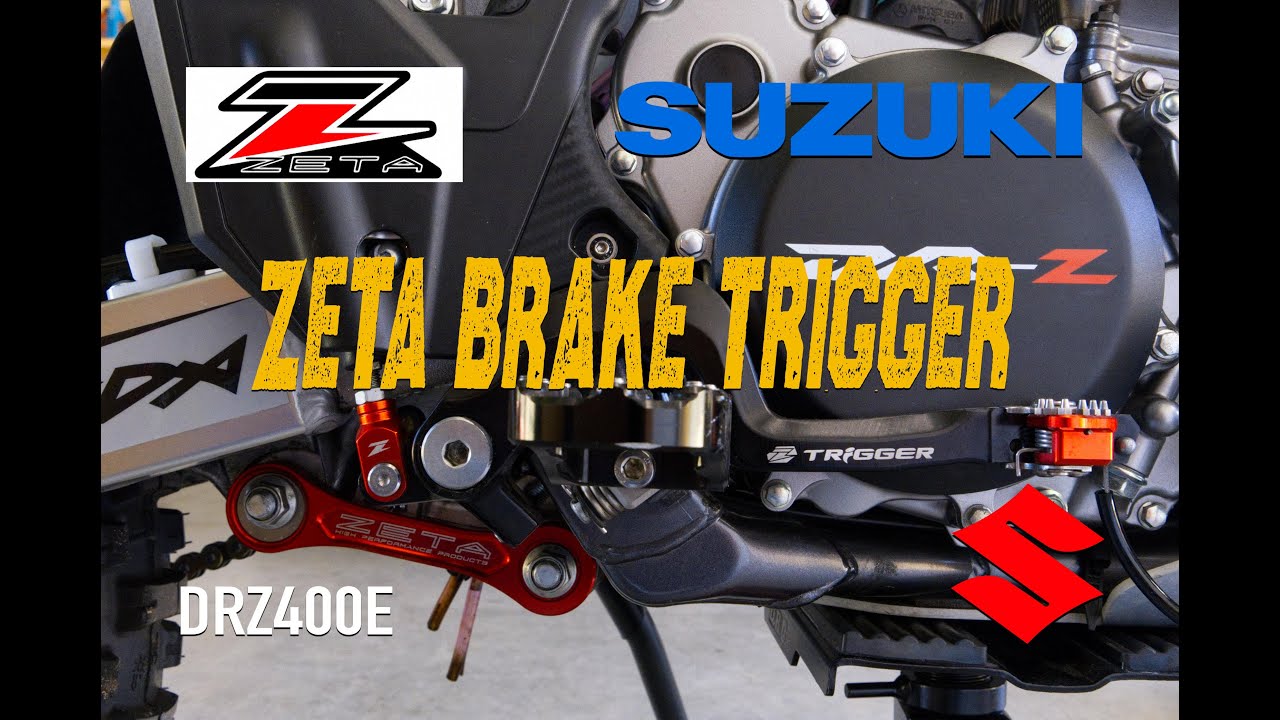 Ep 23.  Suzuki DRZ400E Zeta Brake Trigger, Zeta Gear Lever  & Brake Guard in Black install Video.