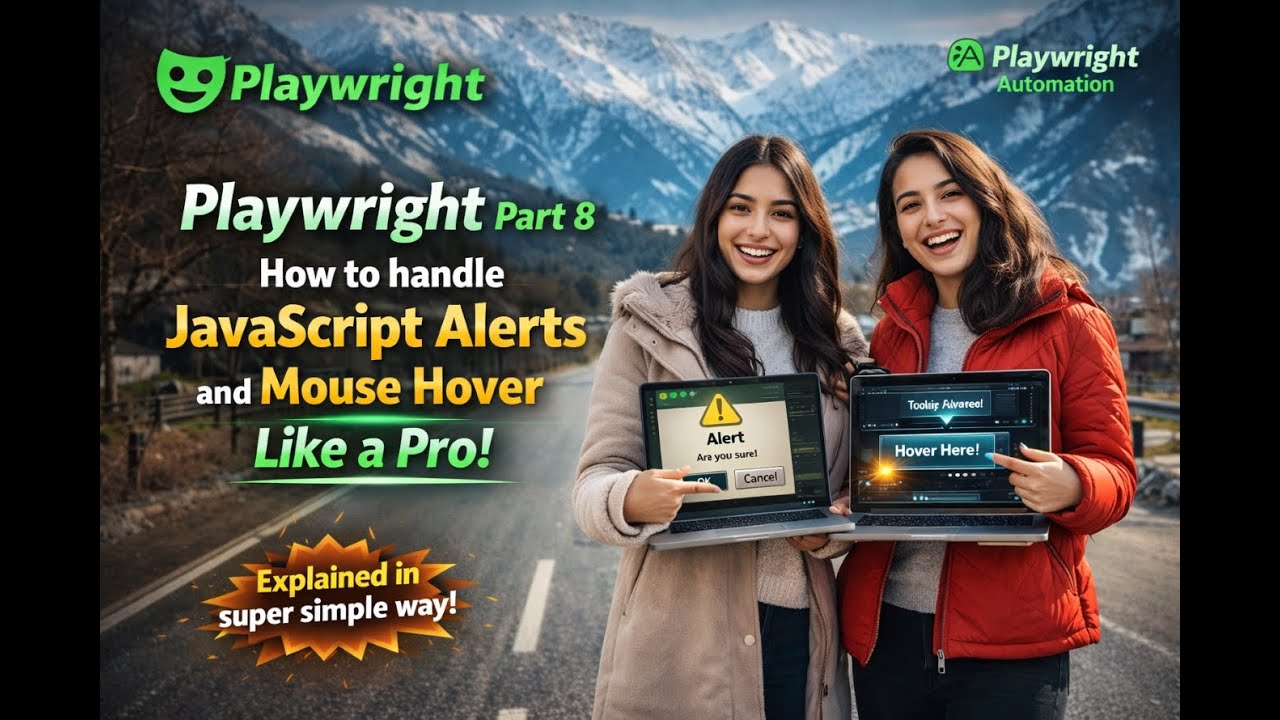 Part 9 Playwright Handle Alerts & Mouse Hover 🔥|Handle JavaScript Alerts & Mouse Hover inPlaywright