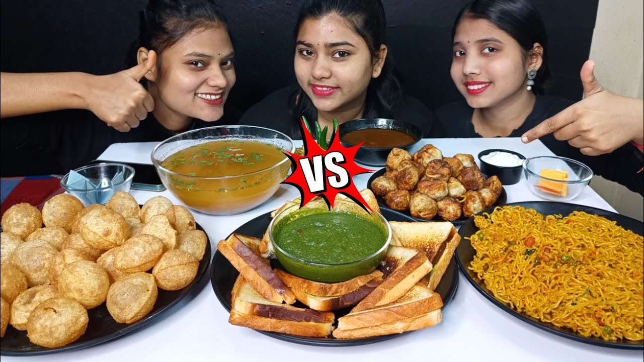 Maggi, Golgappa ( Pani Puri ) And Momos Eating Challenge | Spicy Maggi, Golgappa, Momos Challenge