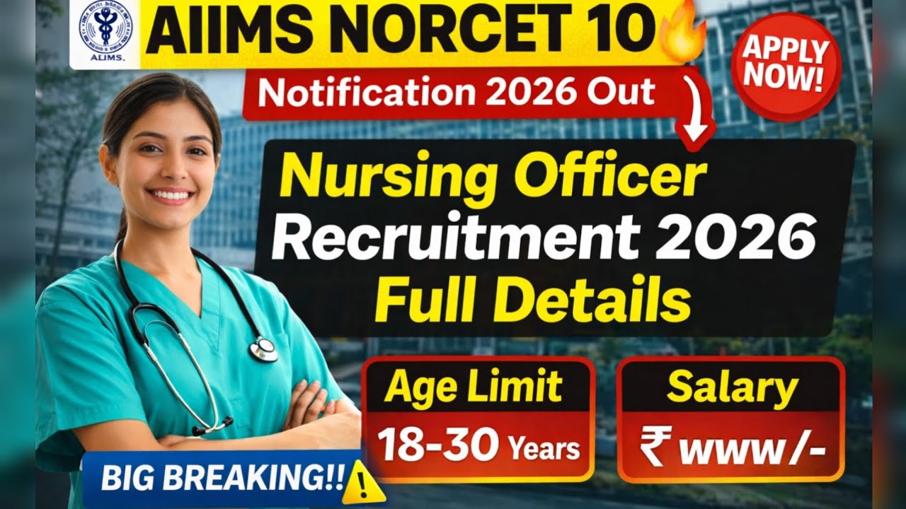 AIIMS NORCET 10 Notification 2026 Out 🔥 | Nursing Officer Recruitment 2026 Full Details