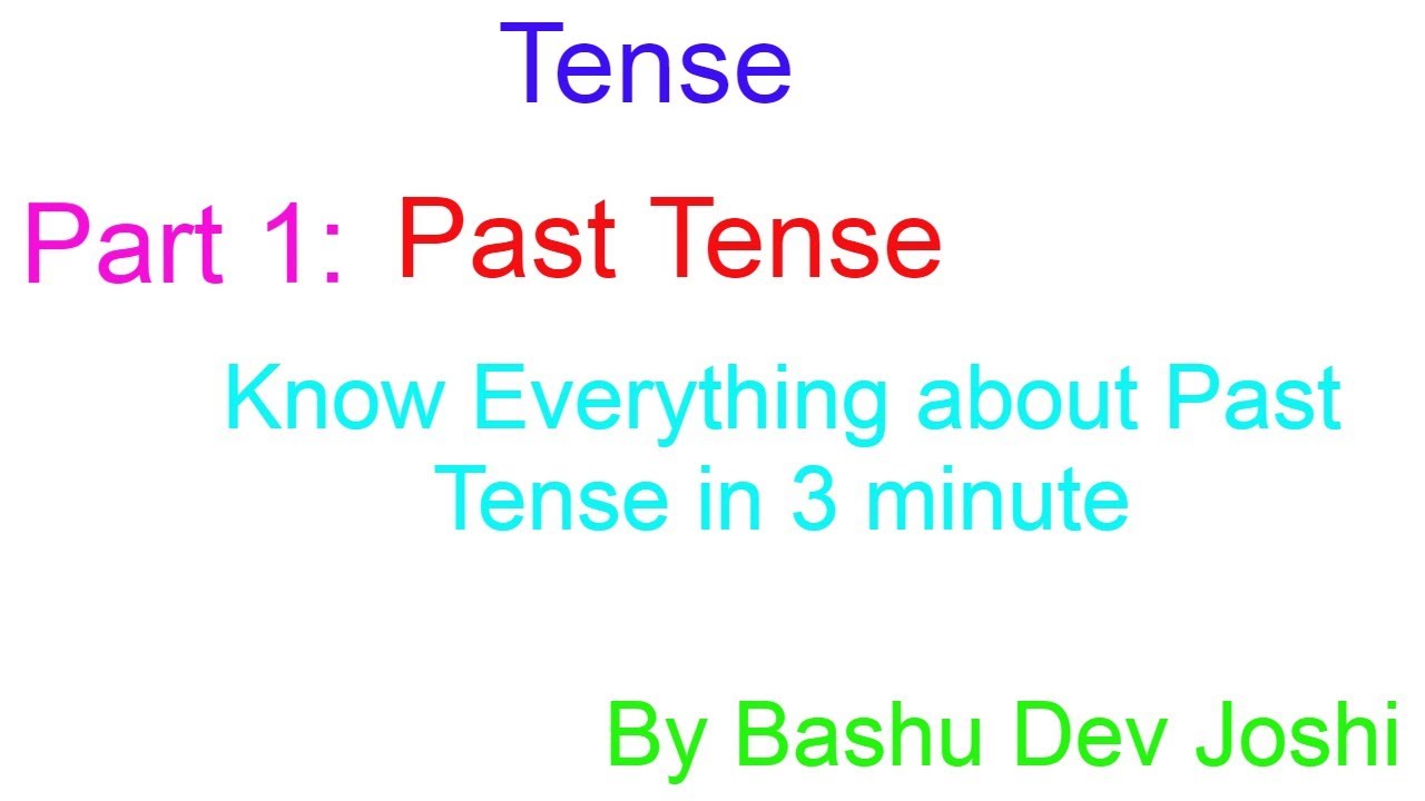 Tense | Past Tense and There Types| Part 1 | By Bashu Dev Joshi |