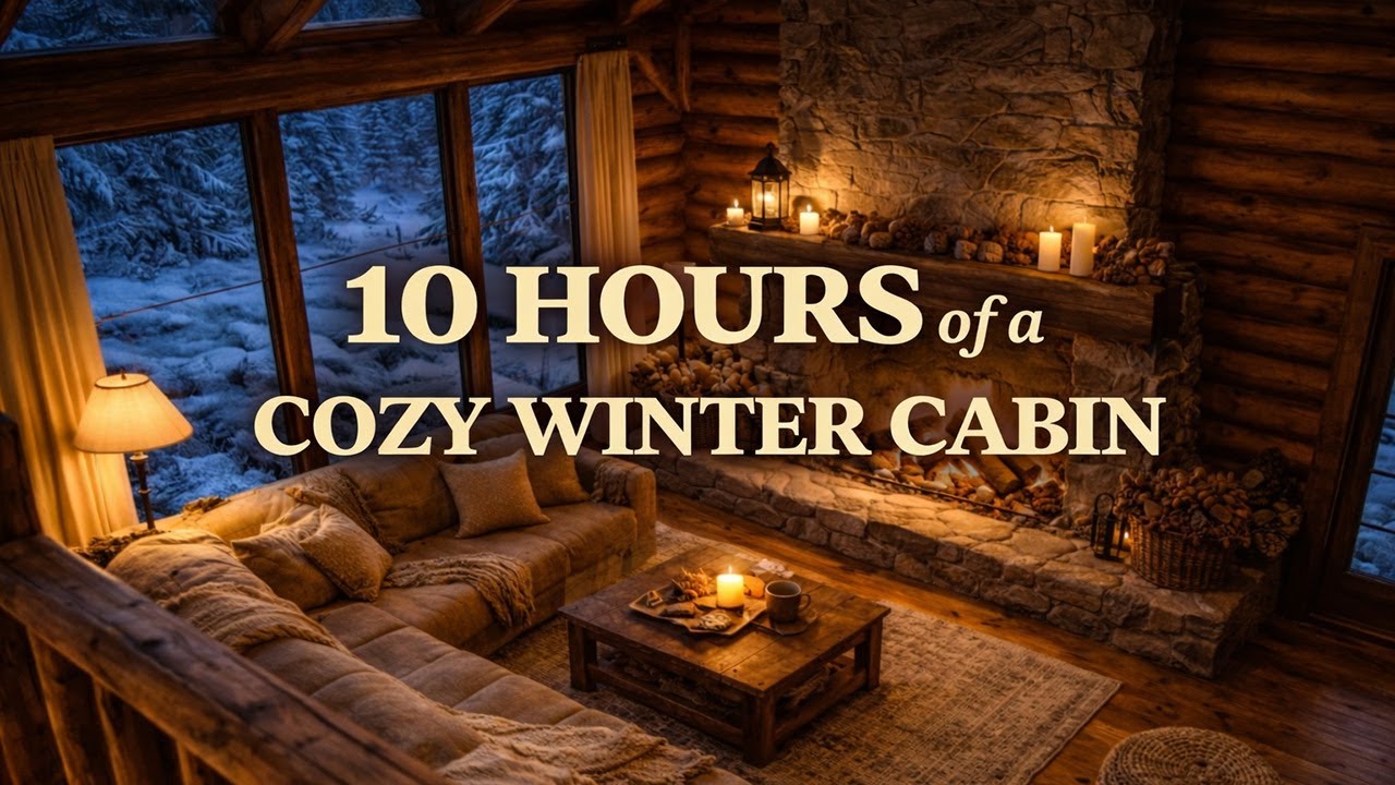 🔥 10 HOURS OF A COZY CABIN FIREPLACE | RELAXING WINTER AMBIENCE ❄️