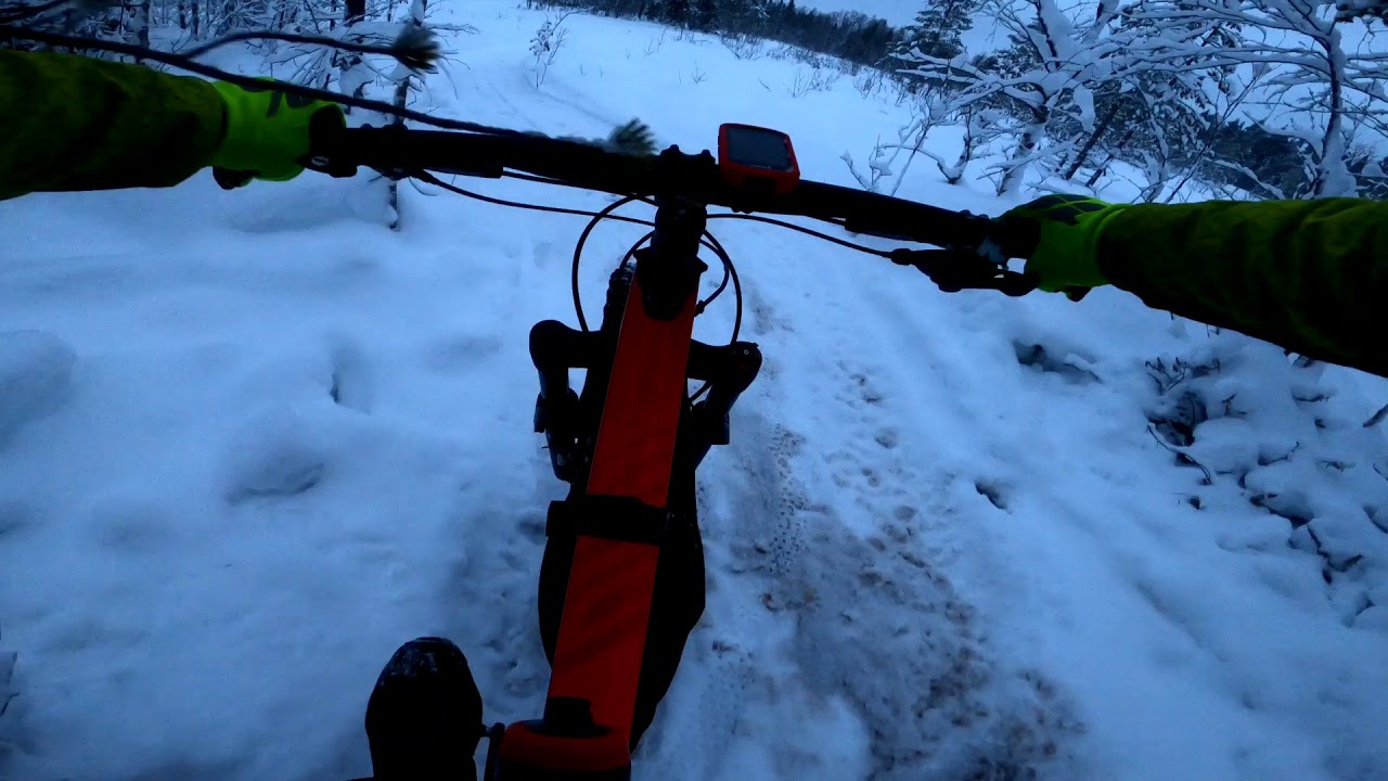 Fatbike in north of Sweden with canyon dude CF 9 trail . With home made groomer