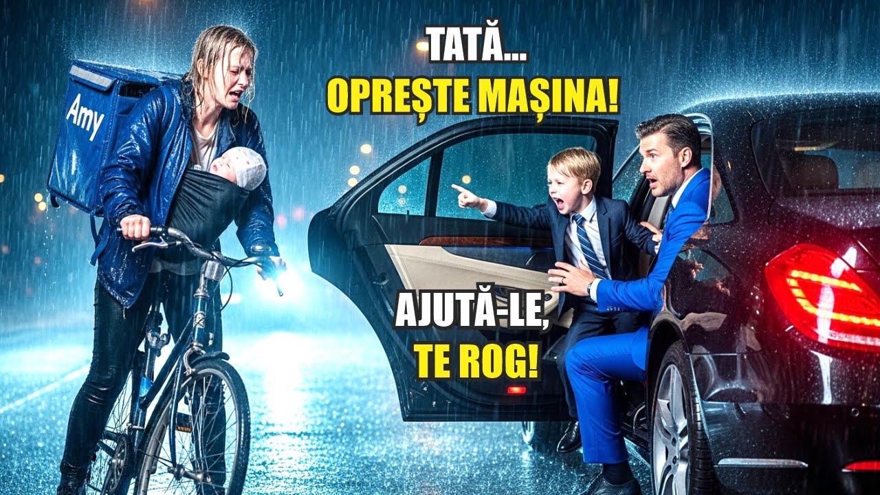MAMĂ SĂRACĂ CU BEBELUȘ LIVREAZĂ PIZZA ÎN PLOAIE IAR FIUL MILIARDARULUI FACE IMPOSIBILUL