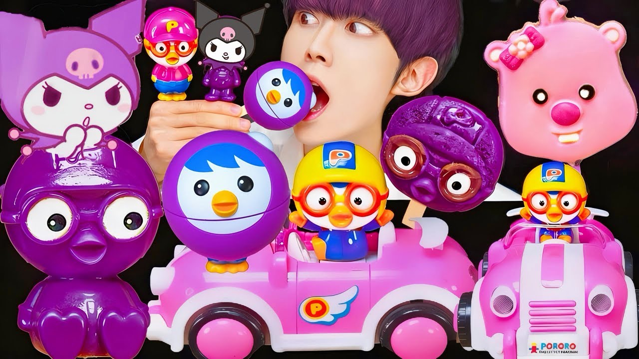 ASMR ICE CREAM KUROMI PORORO JELLY RECIPE PARTY 직접 만든 쿠로미 뽀로로 꿀젤리 먹방 DESSERTS MUKBANG EATING SOUNDS