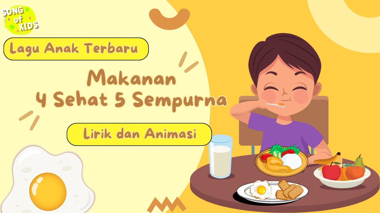 Lagu Anak Terbaru - Makanan 4 Sehat 5 Sempurna Cipt. Om Sinung (Lirik dan Animasi) Song of Kids