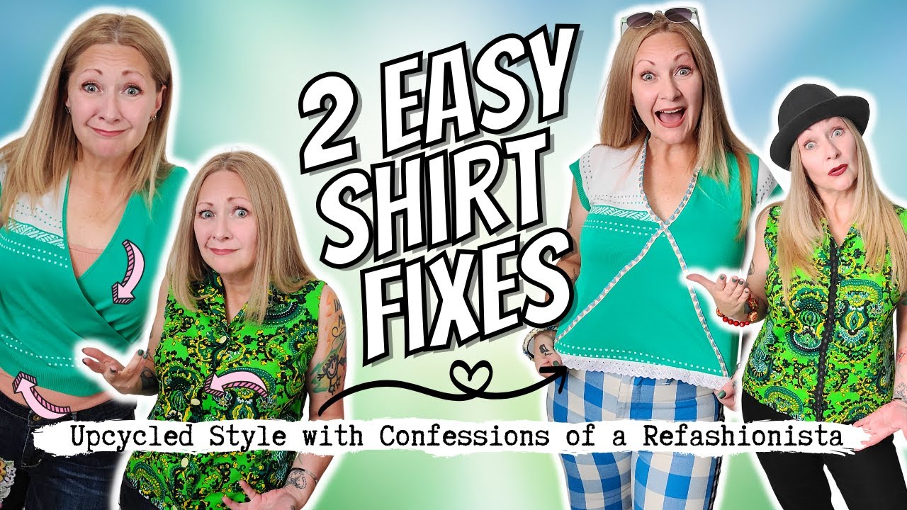 How to Mend Vintage Shirts - wrap top + button down fixes (easy sewing)