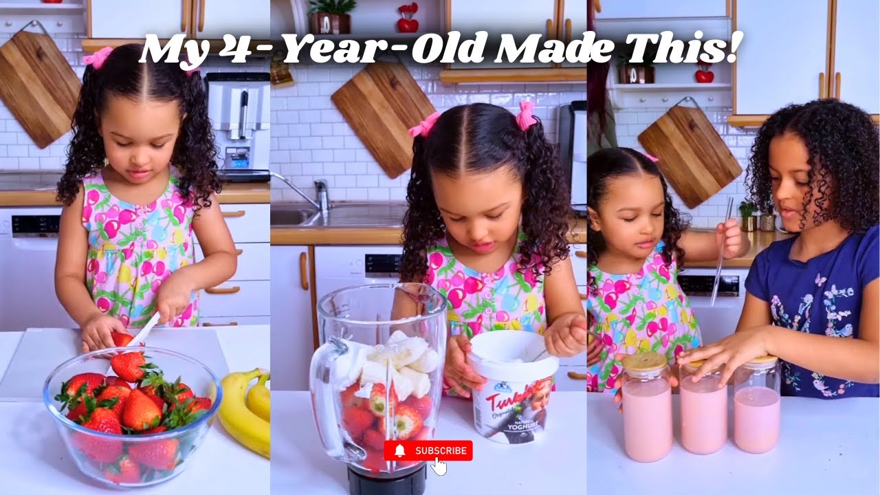 My 4-Year-Old Made a Healthy Smoothie 🍓 | Kids Cooking, Family Moments & Fun in the Kitchen