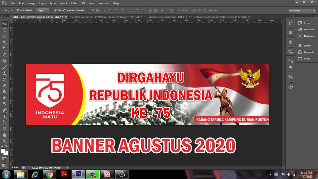 cara desain spanduk 17 agustusan dengan photoshop