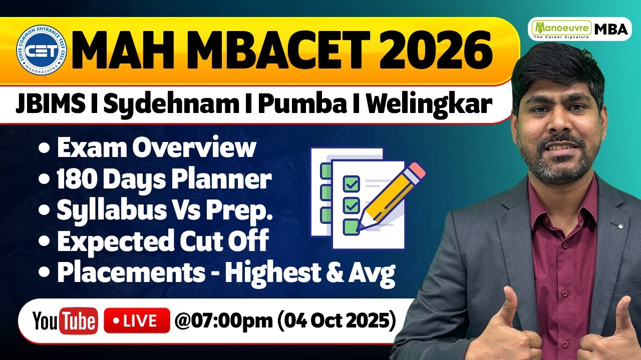 MAH MBACET 2026 : Exam Overview | 180 Days Planner | Syllabus vs Prep | Cut Off | Placements