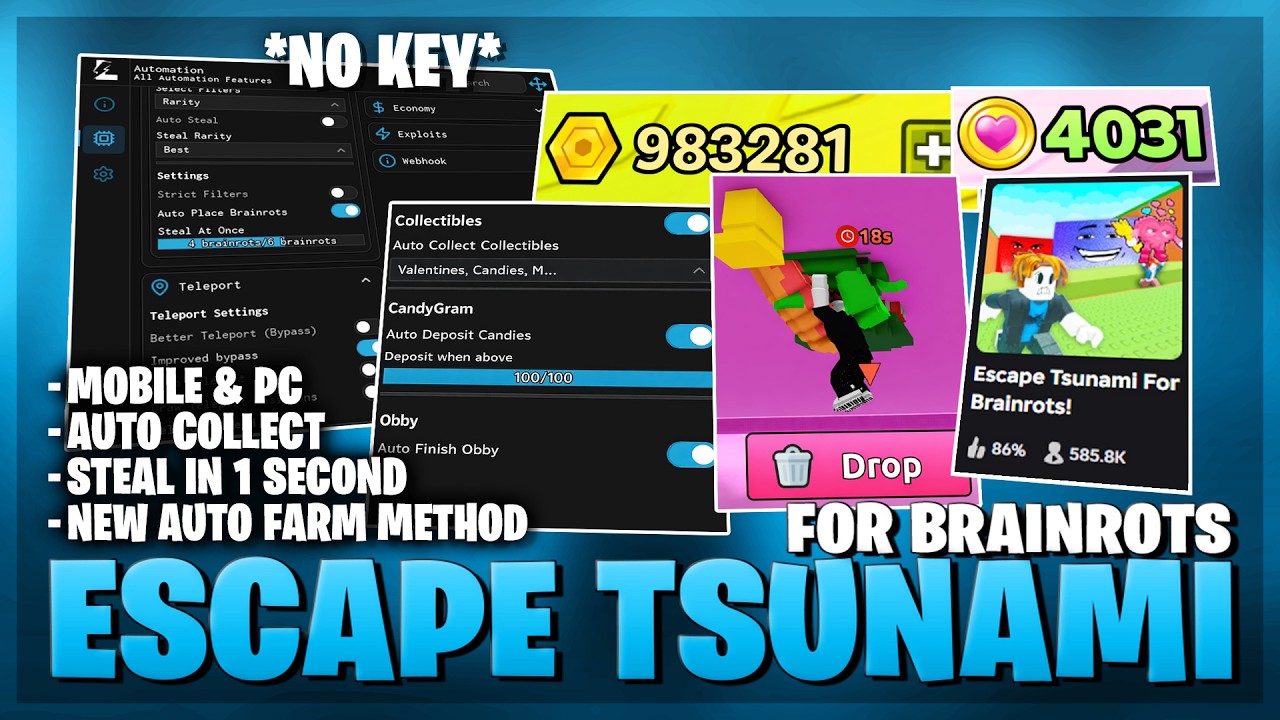 [🌊 НОВИНКА] Скрипт Escape Tsunami для Brainrots &ndash; БЕЗ КЛЮЧА | НОВЫЙ АВТОФАРМ | АВТОКРАЖА | АВТОСБОР