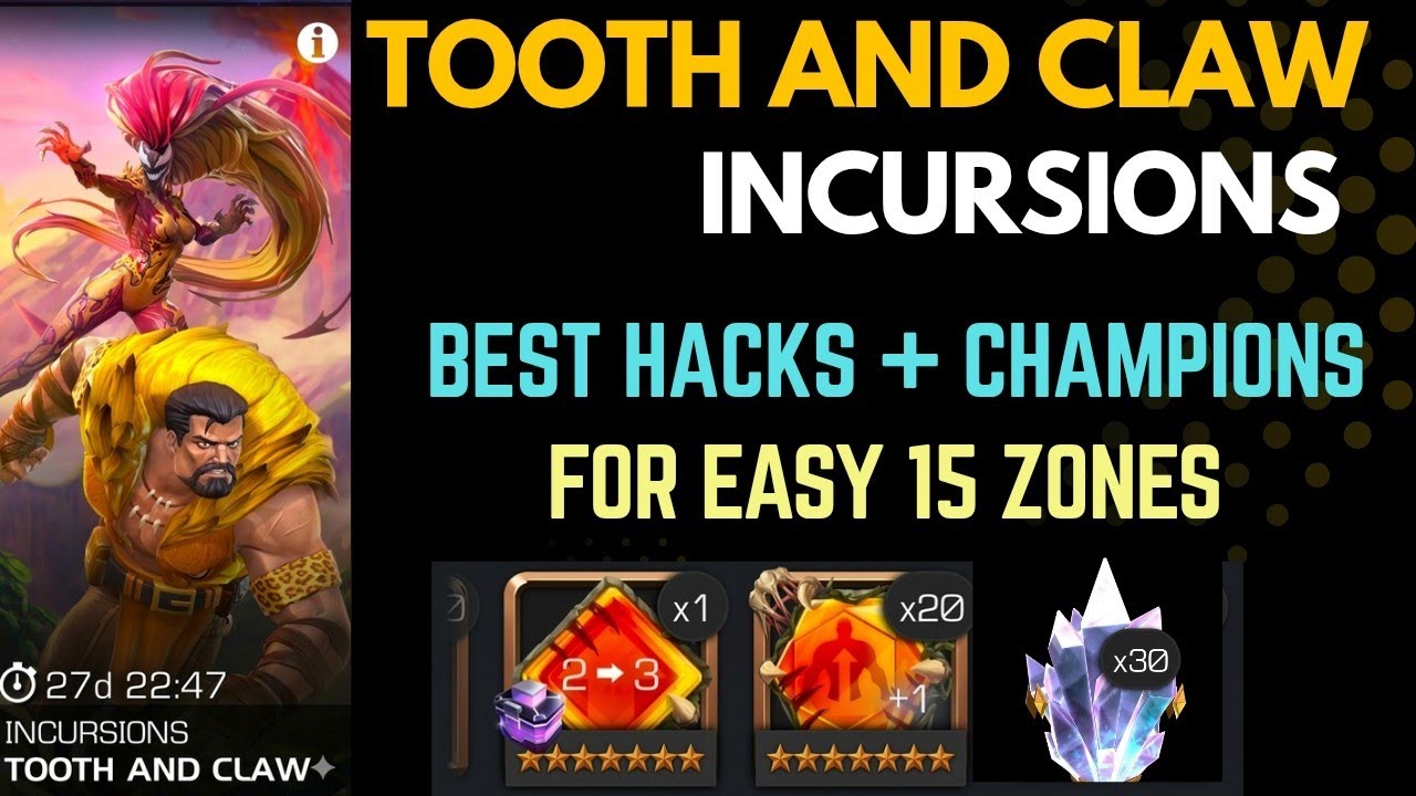 INCURSIONS Tooth and Claw |Top 4 cheese options For zone 15 | mcoc