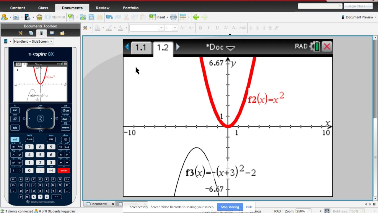 Identifying Transformations in the Calculator | Ti-NSpire | Algebra 2